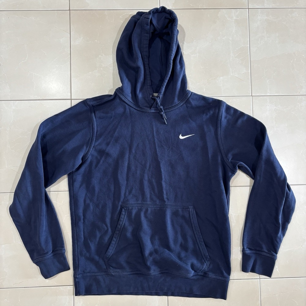 Vintage Nike Mini Swoosh Hoodie Sweatshirt Blue Men's M Y2K 90s Check